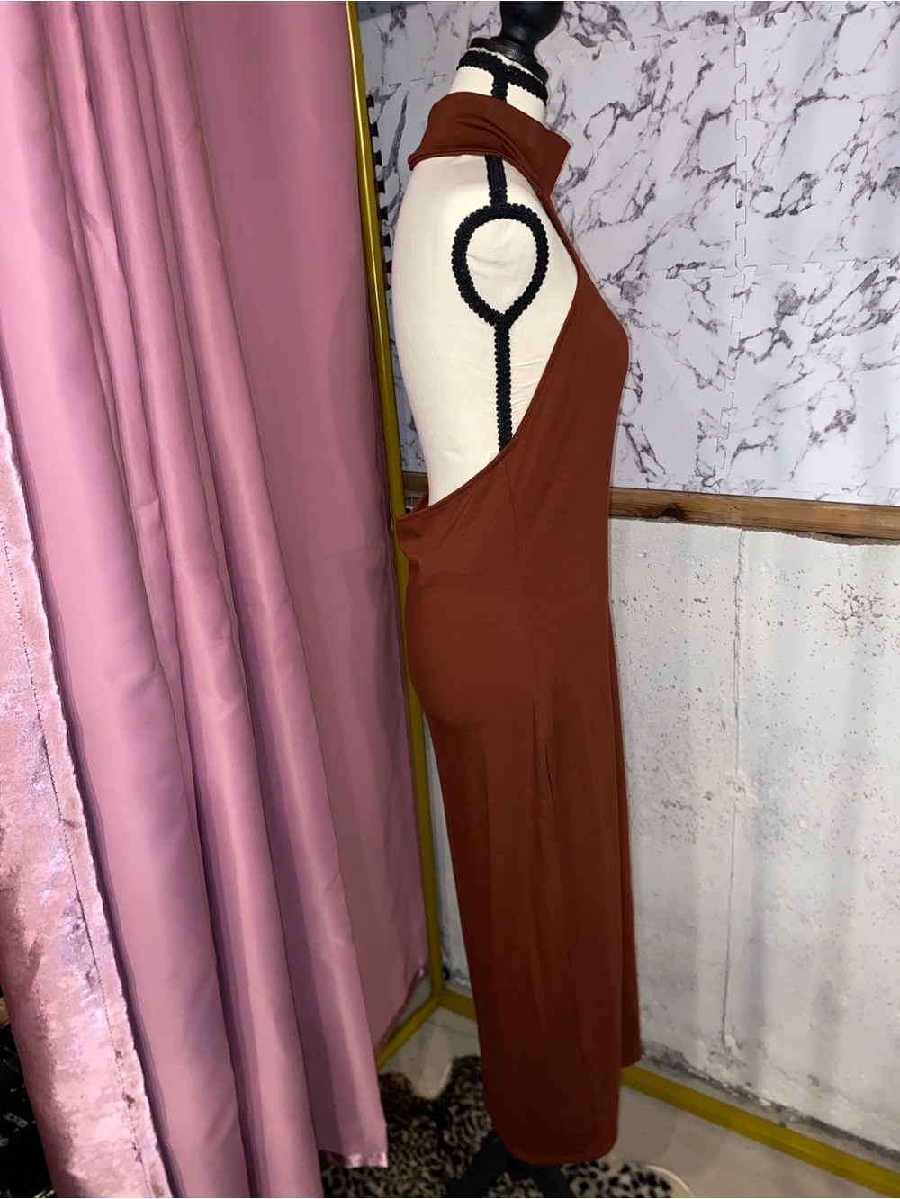 Vici Rust Midi Halter Fitted Dress - Picture 9 of 12